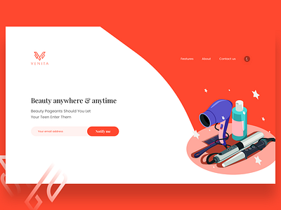 V E N I T A - Beauty Salons Management beauty clean landing page management orange salons ui ux website