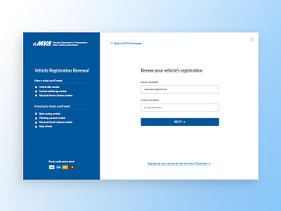 Sign in for the Motor Vehicle Administration Daily UI 001 dailyui dailyui001 form sign in sign up ui