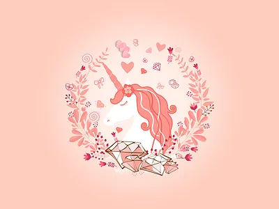 一个珠宝品牌的插画（商用） illustrations pink