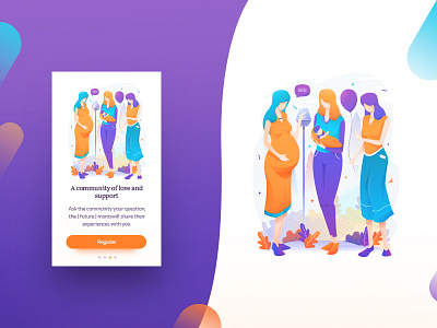 Mom life illustration Onboarding baby character flat design flat illustration illustration mom life onboarding onboarding pregnant purple simple onboarding ui vector