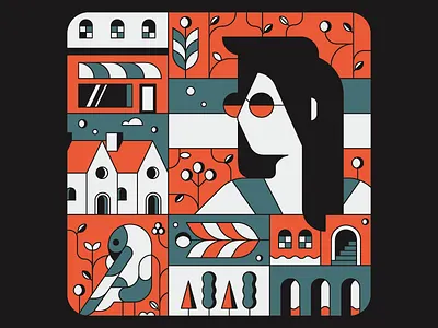 Pretty Things abstract colour design flat illustration poster red