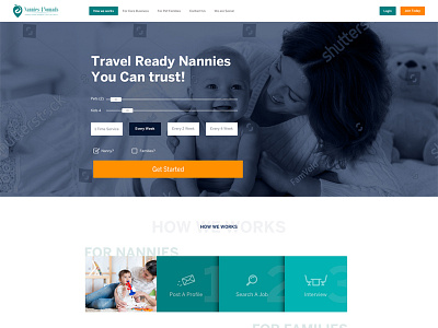 Nanni For Nomads design landing page layout maids nannies template theme uiux