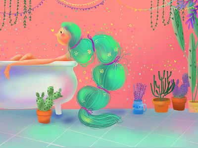 therapy bath cactus charcter green memphis plant summer vacation vacay