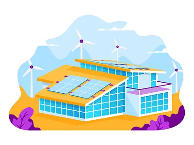 Solar Energy alternative builder building energy graphics house illustration landing panels roof solar windmill