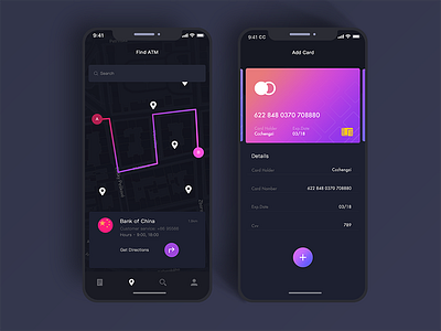 Card app design financial illustrations map ui