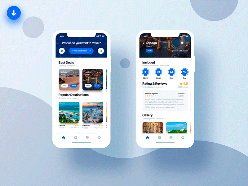 Travel App Light & Dark app designtravelfreebiedownload free graphic psd travell app ui uidesign uiux user interface uxdesign