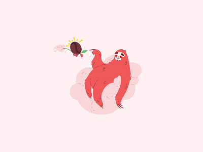 Slothy animal bean coffee coffee bean illustration monday relax sloth