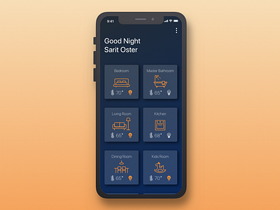 Smart Home App- All Rooms Screen air conditioner ios 11 iphone x lights night security app security camera smart home smart home app spotify temperature