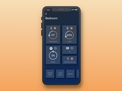 Smart Home App- Bedroom Screnn air conditioner ios 11 iphone x lights night security app security camera smart home smart home app spotify temperature