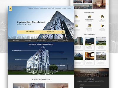 Real Estate Landing Page clean design icon minimal property rent typography ui ux web