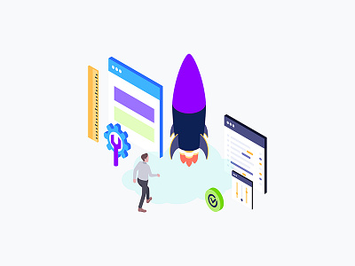 Web Development Isometric Illustration code development illustration isometric js php programer web wordpress