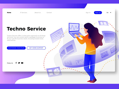 IT Service - Banner & Landing Page banner concept development illustration it it service landing landing page network techno service web development website