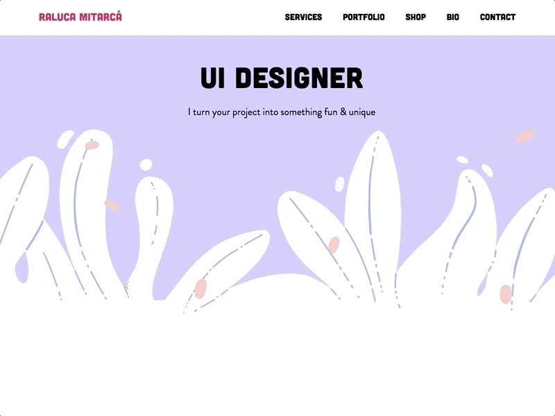 Parallax flowers - website flat leaves minimalist parallax pink plant portfolio website white