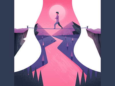 Balance balance illustration illustrator landscape nature tight rope vector