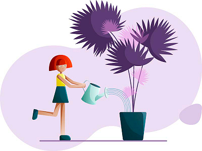 pretty girl girl illustration plant red
