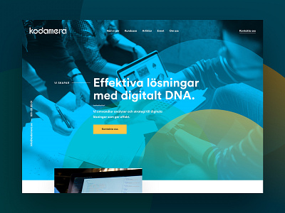 Kodamera.se blue home light mock up start page web design