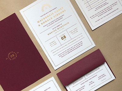 Wedding Invite gold foil hunter mountain letterpress macaroni creative marriage wedding wedding invite