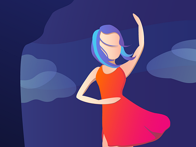 Dancer in the wind dancer gradients illustration illustrator night wind