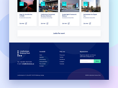 Footer — Lindholmen.se blue bubbles cyan footer minimal