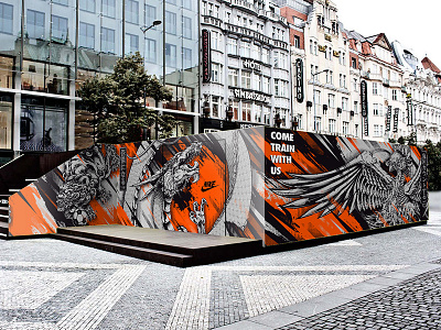 Nike Pop-Up Shop /Mural Design 2020 dragon japan mythology nike phoenix sport tokyo