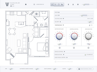 021 Home Monitoring Dashboard | 100 Days of UI Design adjust apartment dashboard home iot ipad monitor smart technology ui design