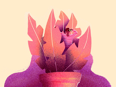 Plant creepin adventure character creep editorial illustration leaf plant procreate spokane texture