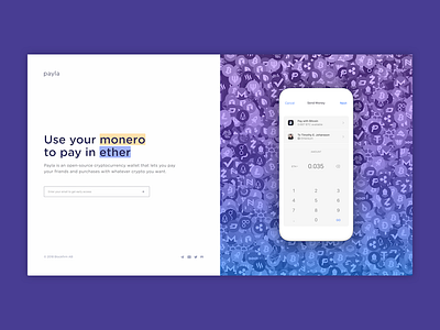 Old Payla Website bitcoin crypto ether ios iphone landing page monero payla wallet website