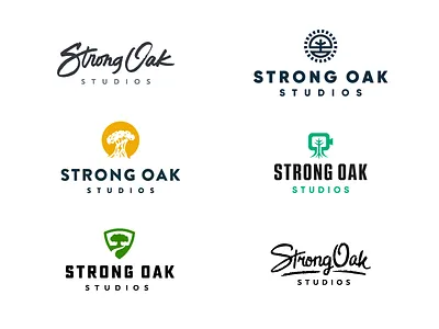 Strong Oak Studios Concepts branding logo oak script strong tree