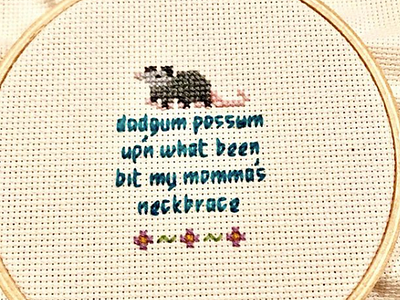 Dadgum Possum 30 rock cross stitch kenneth parcell possum