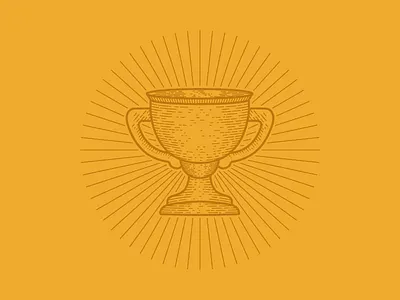 1st Place cross hatch cup gold hatching illustration mono line trophy