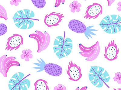 Tropical pattern dragon exotic flower fruit fruits palm pattern pineapple tropical vector