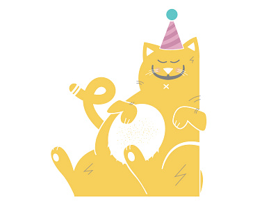 Anniversary Cat animal birthday cat ears feet fur mammal party party hat paws