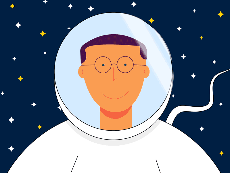 Shocked Astroboy (Animated) after effects animation astronaut illustrator motion rocket man space stars