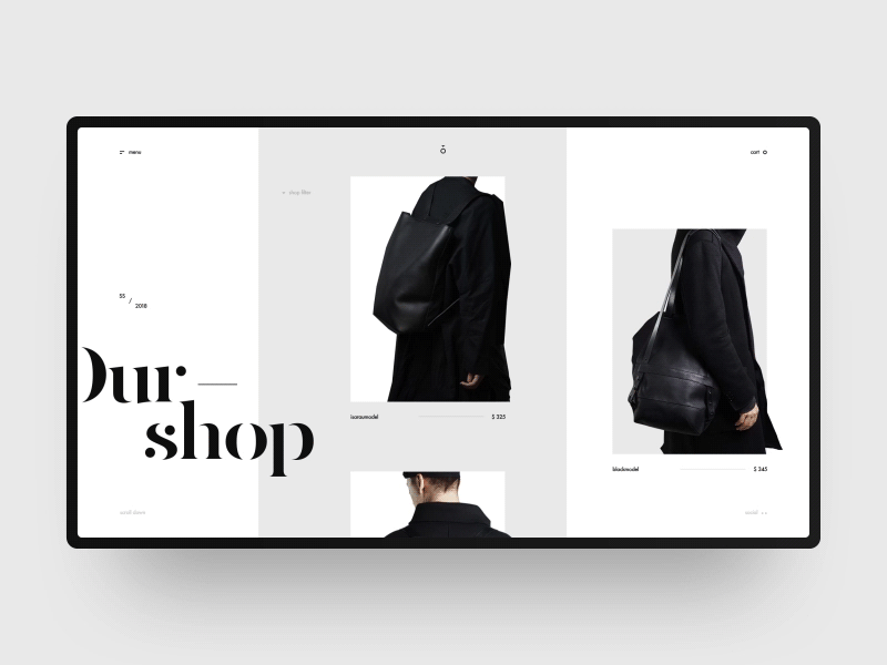 ótwear shop page agency backpaks bag black creative design fashion minimal obys white