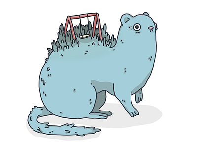 Playground ferret 2d cartoon character cute design illustration