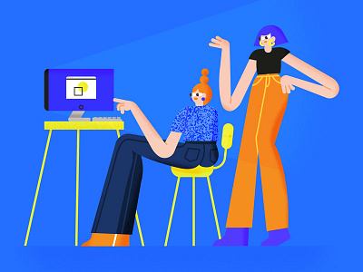 Werk art direction character illustration design desk illustration interface illustration ladies working