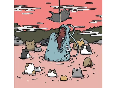 The sacrifice animal cartoon cat cute design funny illustration krita latifundija monster pink sacrifice