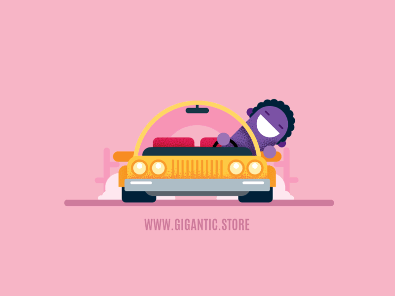 Character Enjoys Car Driving 2D Animation 2d animation car cartoon character design drive driving flat design graphic design illustration motion design motiongraphic