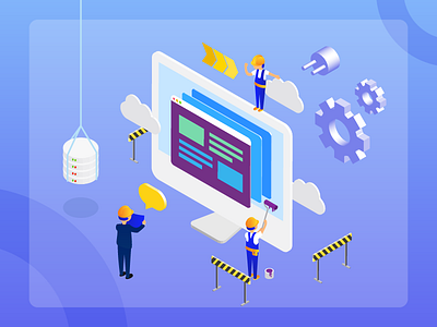 Web Developer Banner Illustration banner coding icon illustration isometric isometric banner isometric icon isometric illustration landing page modern modern illustration web