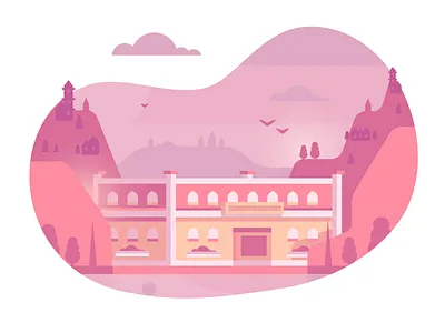 Villa building house illustration landscape vector villa