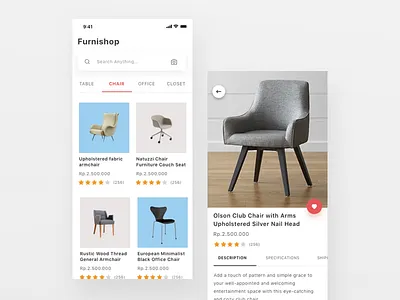 Furniture online shop design application apps debut design furniture interior iphone iphonex onlineshop ui uidesign userinterface