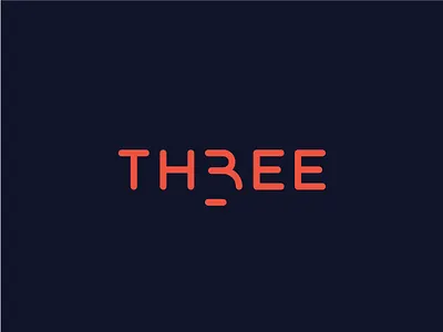 Three 3 logo logotype number three typography wordmark