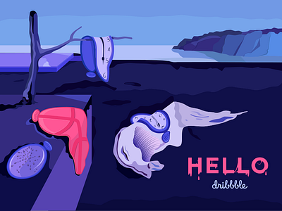 Dali Hello Dribbble dali style hello dribbble design illustration design