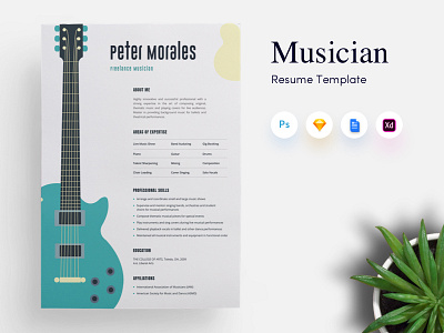 Musician CV/Resume Template artist cv freelance artist guitarist minimal musicuan performer resume singer