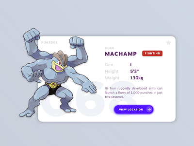 Pokédex Entry data interface machamp minimal pokédex pokémon stats ui ux