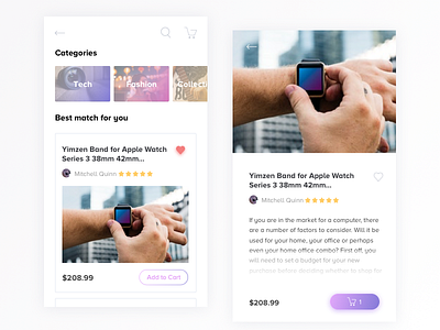 Product List & Page app ecommerce mobile ui