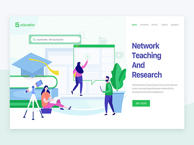 Education Research education illustration platform ui web