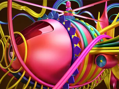 Abstract5 3d abstract color fly illstration liens pink plane red render