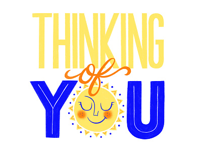 Thinking Of You card handlettered handlettering illustration lettering sun