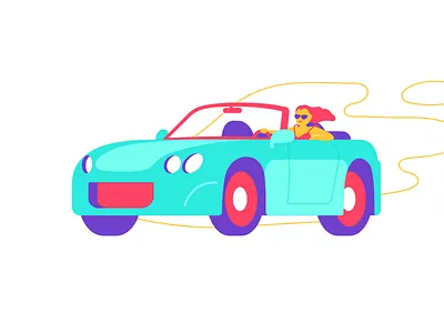 How a car rental should feel like car convertible driving illustration travel
